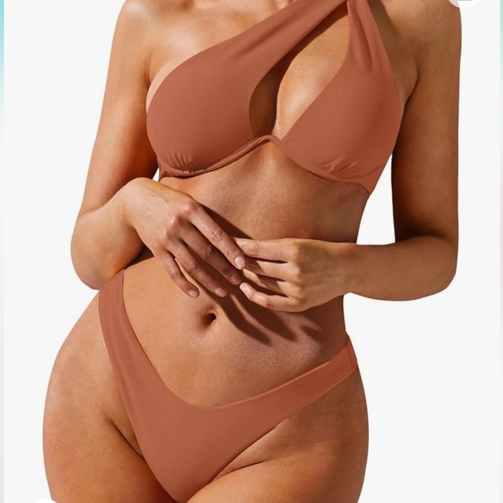 Zaful - One Shoulder Orange Bikini - Size 8